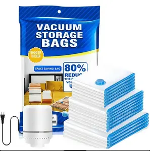 12-Pack Travel Vacuum Seal Bags with Electric Pump, Compression Packing Cubes and Organiser, Space-Saving Luggage & Suitcase Storage Solutions,Compressed Storage Bags