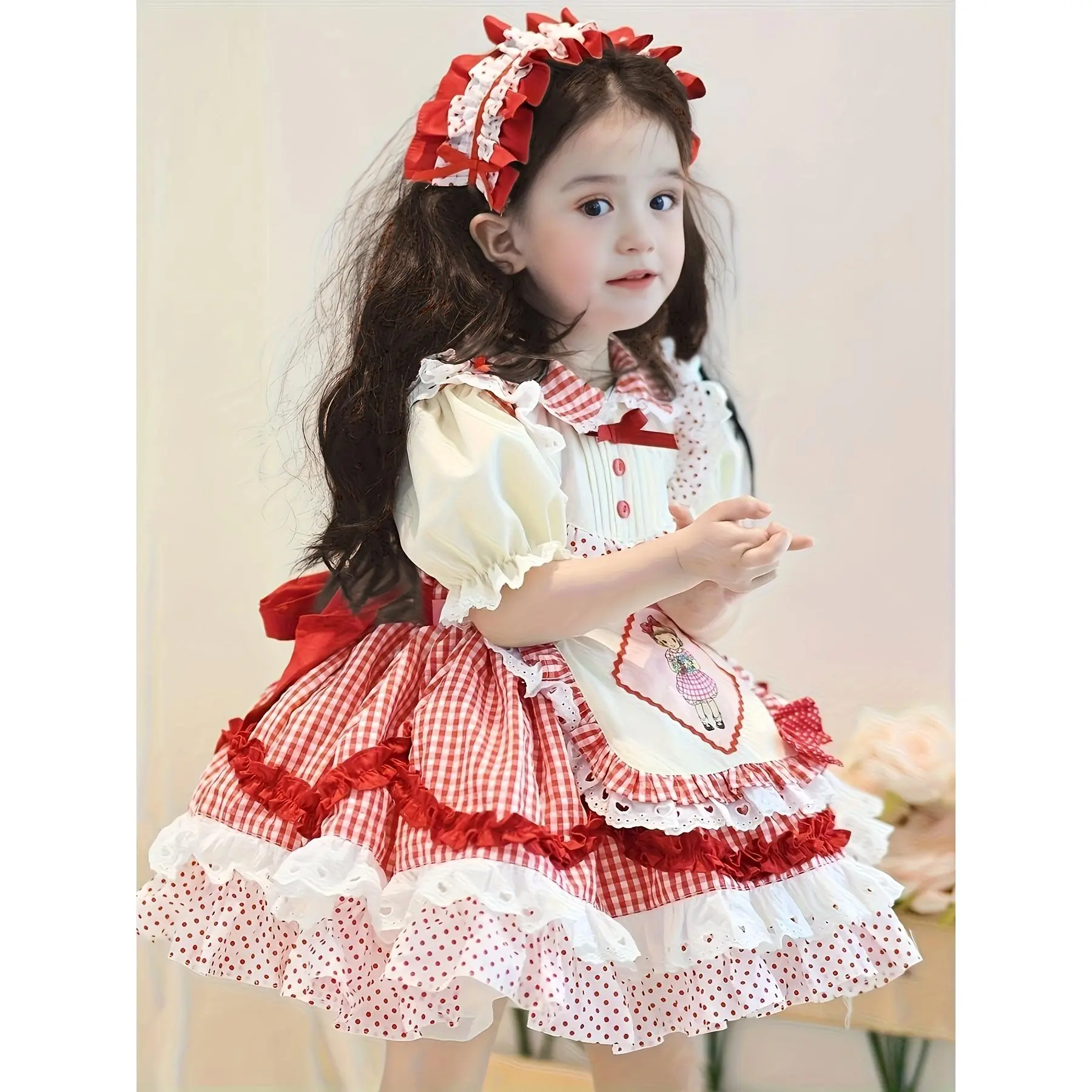 Girl's New Summer  |      Princess Gown for Kids – Birthday  & Daily Stylish Wear |      Plaid  for Casual/Party/Performance dress red