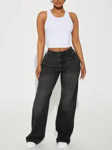 Bellissima Basic Stretch Straight Leg Jeans - Black Wash