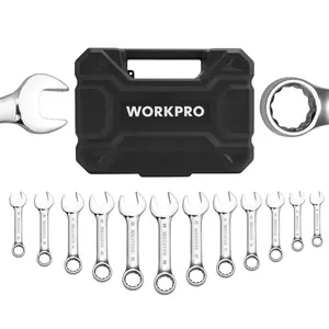 #fathersdaygift WORKPRO 12-Pack Stubby Wrench Set, Metric 8-19mm, Cr-V Steel, Small Combination Wrenches Set with Premium Storage Case