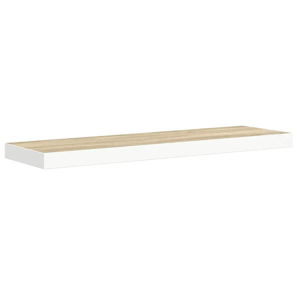 vidaXL Wall Shelf, Floating Shelf, Display Shelf, Wall Mounted Shelf for Book Photo Frame Trophy Planter Pot Decorations, Modern, Oak and White 326579
