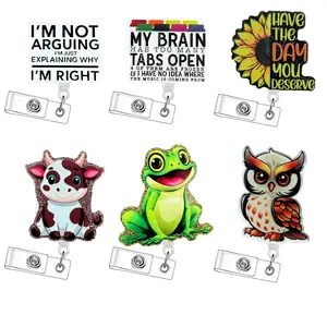 Retractable Badge Reel Set, 6 Counts/set Cute Cartoon Pattern ID Holder with Clip, Durable and Lightweight Design Badge Holder for Nurses, Doctors, Students and Office Staff, Animal Shaped Badges