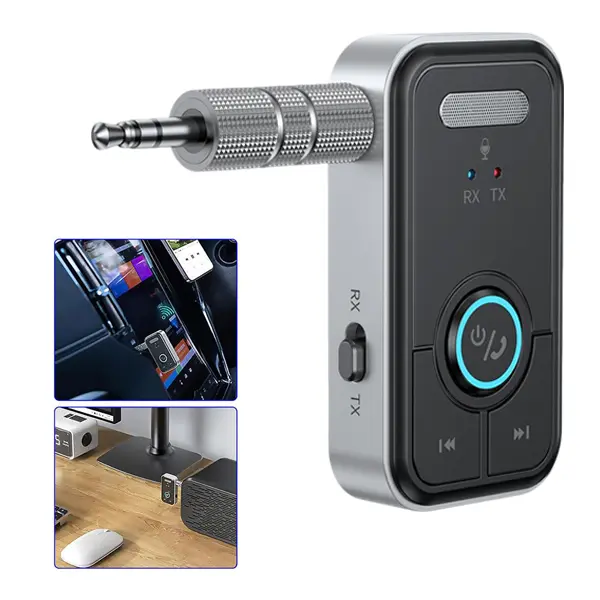 Bluetooth 5.3 Transmitter and Receiver 2-in-1 Wireless Transmitter for TV/Headphones Gym Bluetooth Receiver for Car/Home Stereo