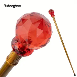 Red Glass Ball Cane Fashion Decorative Luxury Stick Decorative Cane Elegant Fashion Cosplay Alloy Crosier Stick 92cm Party Event Props