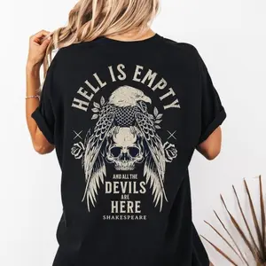180g[100%cotton]hSakespeare Shirt Hell Is Empty And All The Devils Are Here The Tempest Dark Academia Goblincore Grunge Goth Shirt