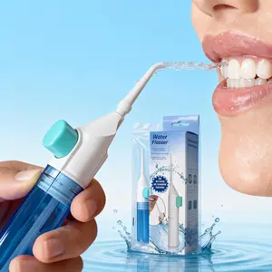 Portable Manual Water Flosser - Battery-Free Lightweight Dental Irrigator with Adjustable Flow, Gentle Stream for Deep Cleaning, Gum Health, Brace-Friendly Use at Home & Travel