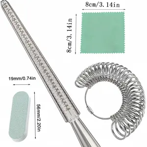 Complete Ring Sizer Measuring Tool Set — Ring Core, Four Types of Metal Ring Gauges, Finger Measuring Belt & Sizing Mandrel for Jewelry Making and Engagement Rings
