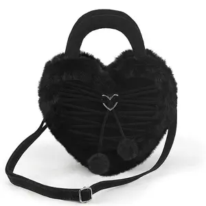 Demonia Faux Fur Heart-Shaped Purse