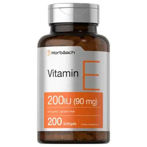Horbäach Vitamin E Softgel Capsules | 200 IU (90 mg) Supplement | 200 count | Non-GMO and Gluten Free Formula