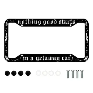 [Tier's Haven]Nothing Good Starts in A Getaway Car Plate Frame with Screws for Standard Us Canada License Plate Holder,Stainless Steel Car Accessories 12x6 Inch