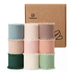 Vitalizart 1" x 27 Yd Chiffon Silk Ribbon Mixed Color Ribbons Set 3 Yd x 9 Rolls Fringe Fabric for Wedding Invitations Bridal Bouquets Party Decoration Gift Wrapping Bow Making package