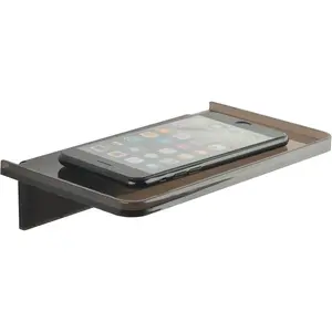 Acrylic Floating Wall Shelves - Small Stick-on Wall Mounted Phone Shelf Holder Wipes Rack Smart Speaker Shelf for Bathroom,Kitchen,Toilet,Bedroom,Office - Translucent Grey