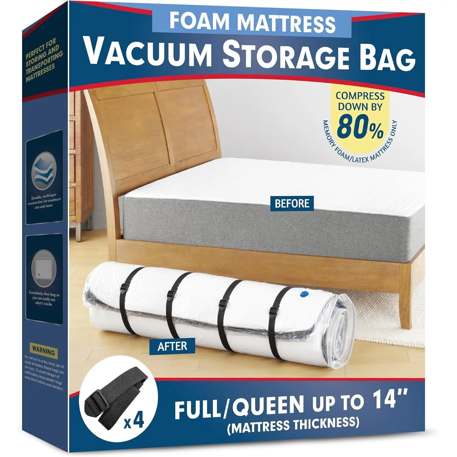 Vacuum Mattress Bag for Memory  and Latex - Sealed for Easy Movement, Transport and Storage (/Full/Full-XL)