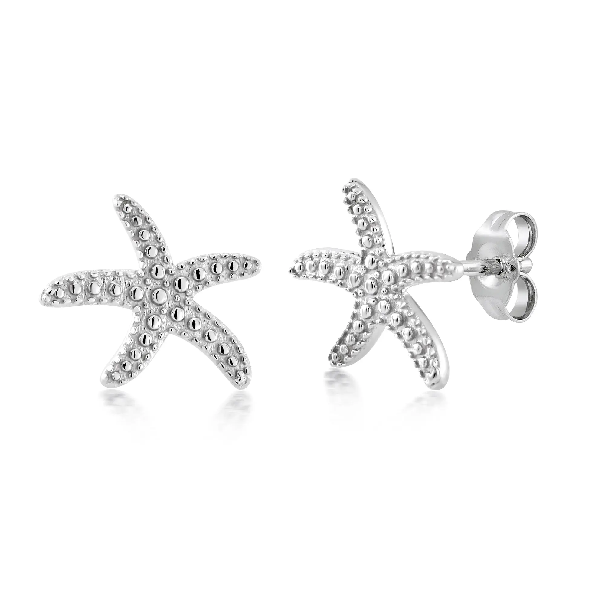 925 Sterling Silver Starfish Stud Earrings for Women, Hypoallergenic Dainty Textured Sea Star Studs, Ocean Beach Themed Jewelry Summer Gift