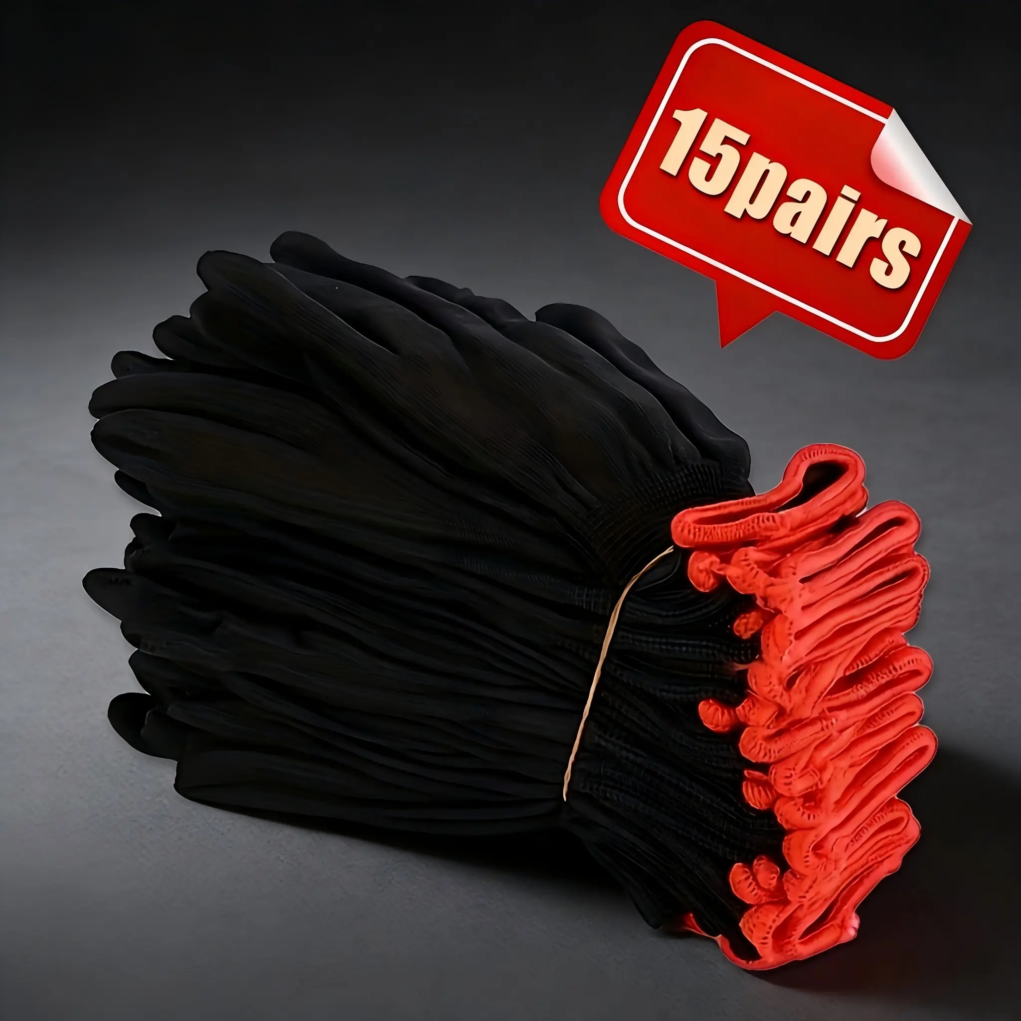 Thin Nylon Gloves 15 Pairs (30 Pcs), Lightweight Breathable Safety Work Gloves for Men & Women, Multipurpose Work Gloves, Ideal for Warehouse, Gardening & Outdoor Activities, Multi Purpose Glove