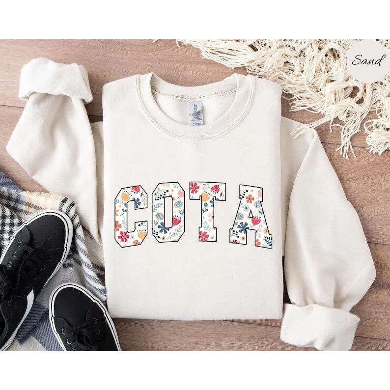 Floral COTA T-Shirt Or Sweatshirt, Custom COTA Nurse Shirt, COTA Nurse , Certified Occupational Therapy Assistant hoodie Cotton Fit