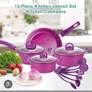 13-Piece Kitchen Utensil Set with Purple Cookware and Utensils for Cooking