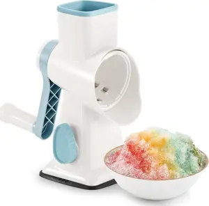 Rotary Ice Shaver Manual White - Stainless Steel Blade, Quick Labor-Saving Handle, Safe Stable Suction Base, Home Using Snow Cone Machine for All Ice Cubes