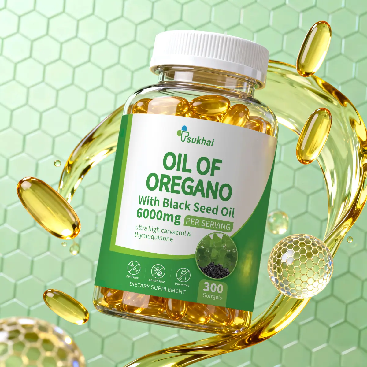 Oil of Oregano with Black Seed Oil 300 Capsules, Natural Antioxidants oil of aceite de oregano Nutritional Support Highly Effective Botanicals Dietary Healthcare Supplement SummerWins,DFYD,deals for you,mid year sale,restock