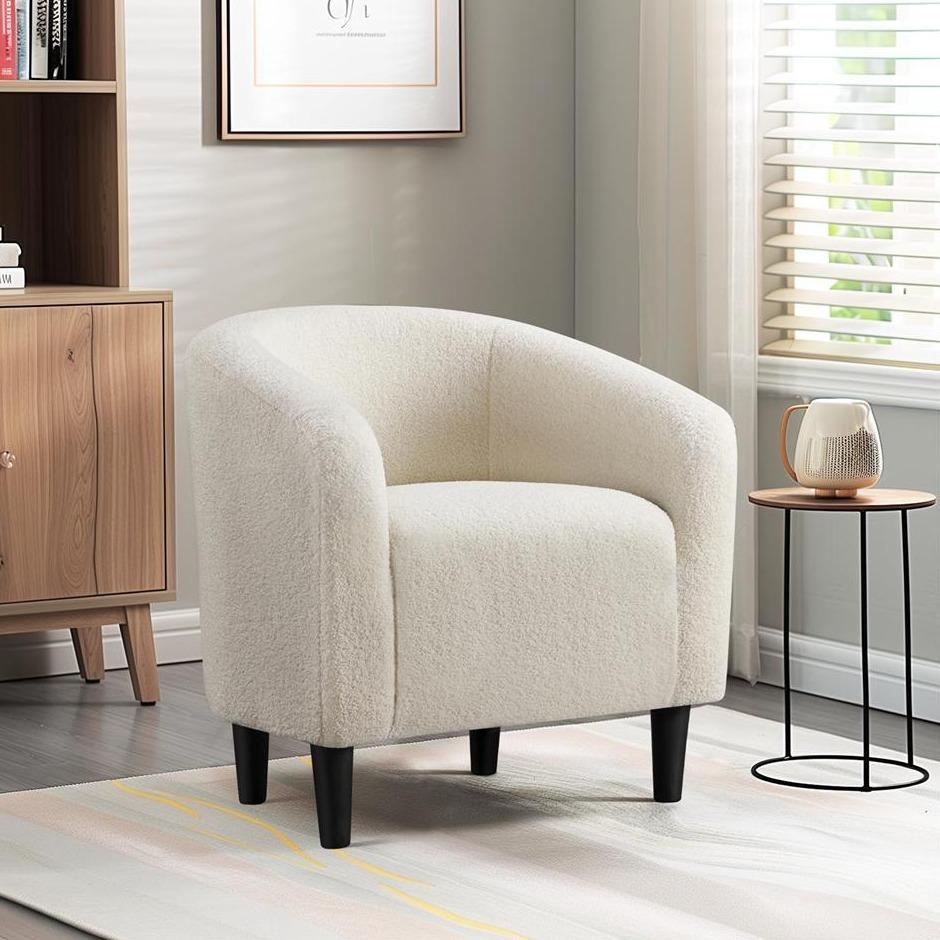 Yaheetech Barrel Chair, Furry Accent Chair with Soft Padded Armrest, Fuzzy Club Chair for Living Room/Bedroom/Reading Room/Guestroom