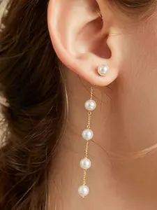 Women's drop earrings, boho summer earrings, bridal gifts, white bead dangles bridal wedding guest earrings as statement prom birthday pearl jewelry High quality earrings