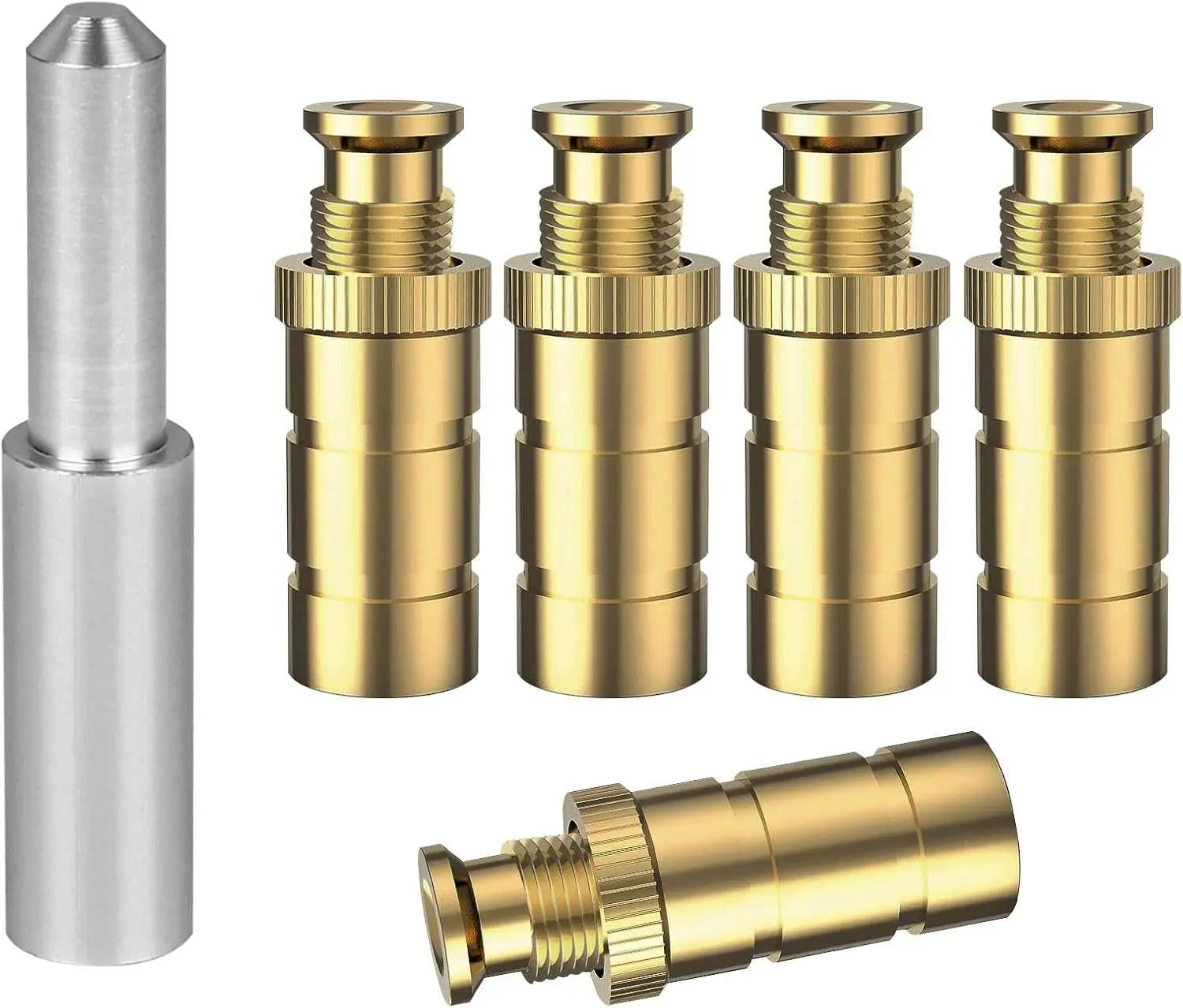 5PK Brass Extended Anchors with Head Screw Bolts Kit Go with 1 PK Tamping Tool for Pool Safety Cover Installation, Suitable for Concr DL260808B24