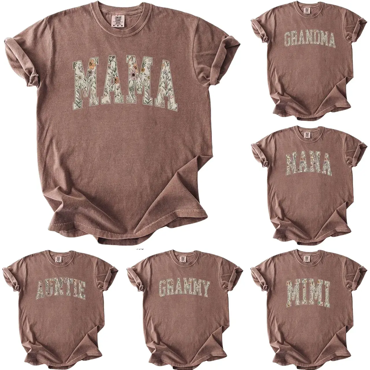 Comfort Colors Custom Mama Heart T-Shirt | Personalized Family Gift | Mother's Day Gift | Floral Grandma Nana Auntie Mimi Gigi Grammy Shirt Apparel Oversized