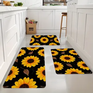 3pc kitchen carpet set, spring sunflower carpet, anti-slip, soft and comfortable, easy to clean, suitable for bedrooms, living rooms and kitchens, perfect for friends and family who love sunflowers. kitchen decor and accessories,Christmas Home Decor