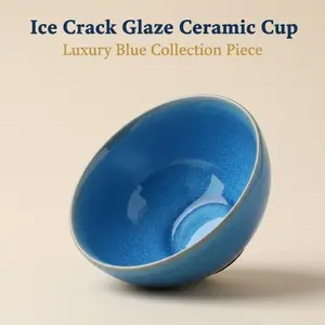 HuGuang Crackle Glazed Ceramic Mug, Heat-Insulated, Deep Blue, Collector’s Item
