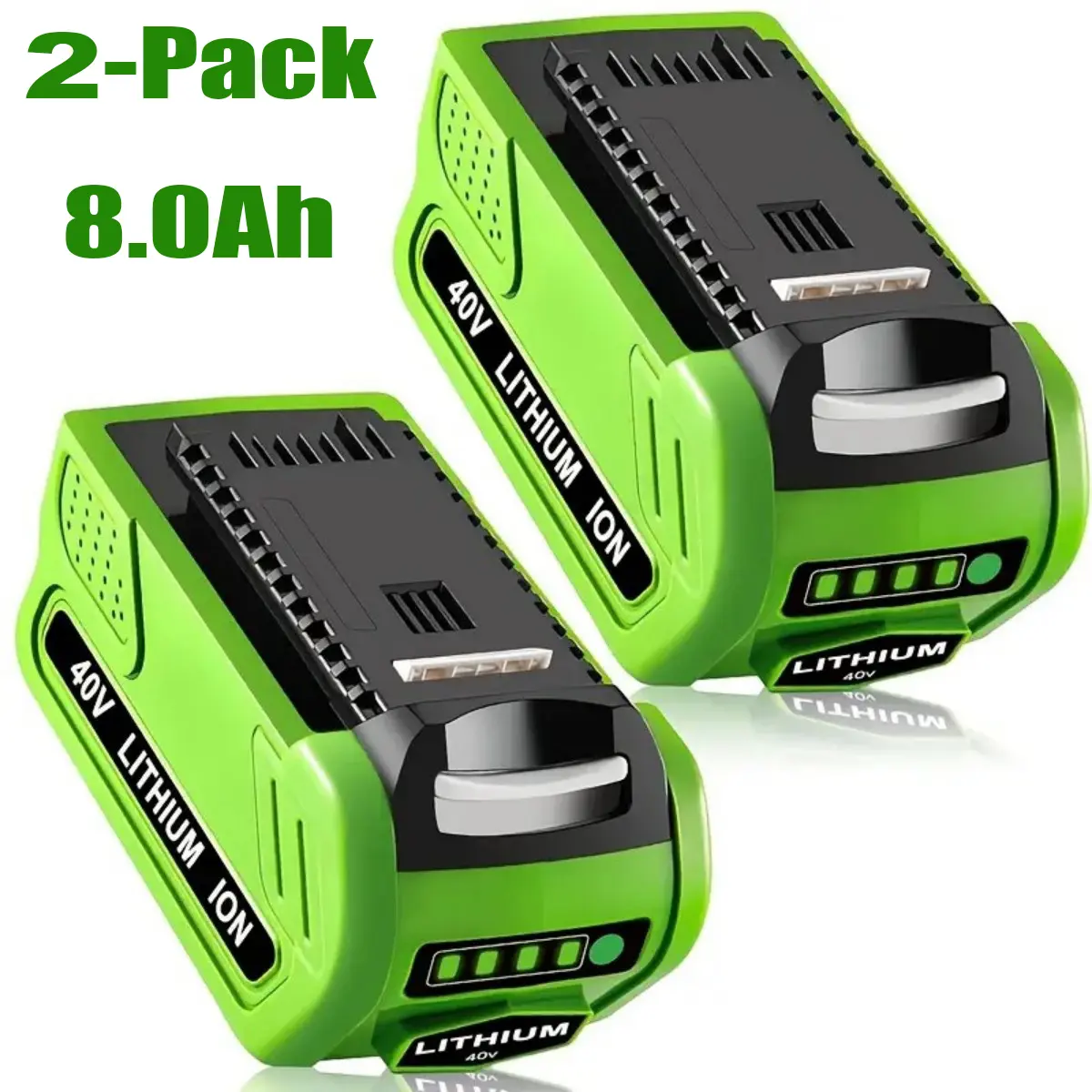 2-Pack 40V 8.0Ah Rechargeable ROHS Certified Lithium-Ion Battery Replacement for Greenworks 29472, 29462, 2901319, 25302, 24322 Cordless Tools (High-Capacity Performance)