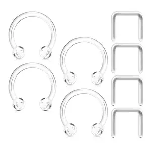 Oufer 8PCS 16G Acrylic Septum Retainers Set For Daily Wear and Working Clear Piercing Jewelry Accessories