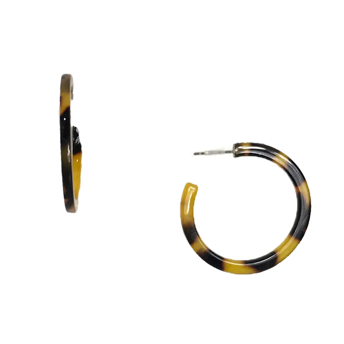 Bagtique Jewelry Collection Jillet Hoop Earrings - Classic Tortoise Resin Shell, 1.4" Diameter Lightweight, 0.1" Width, Easy-to-Pair Costume Earrings, Excellent Gift for Daily Wear