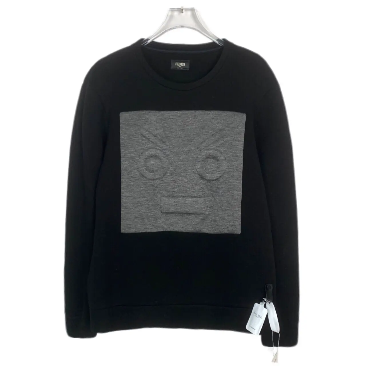 RDLT- Fendi Black Embossed Robot Graphic Crewneck Sweatshirt Size 46