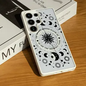 Mystical Sun Moon Phases Matte Magnetic Phone Case for SAMSUNG S22/S23/S24/S25/FE/ULTRAP/PLUS Series, Wear-resistant and anti-scratch, Lightweight feel Acrylic Wireless Fingerprint Smartphone