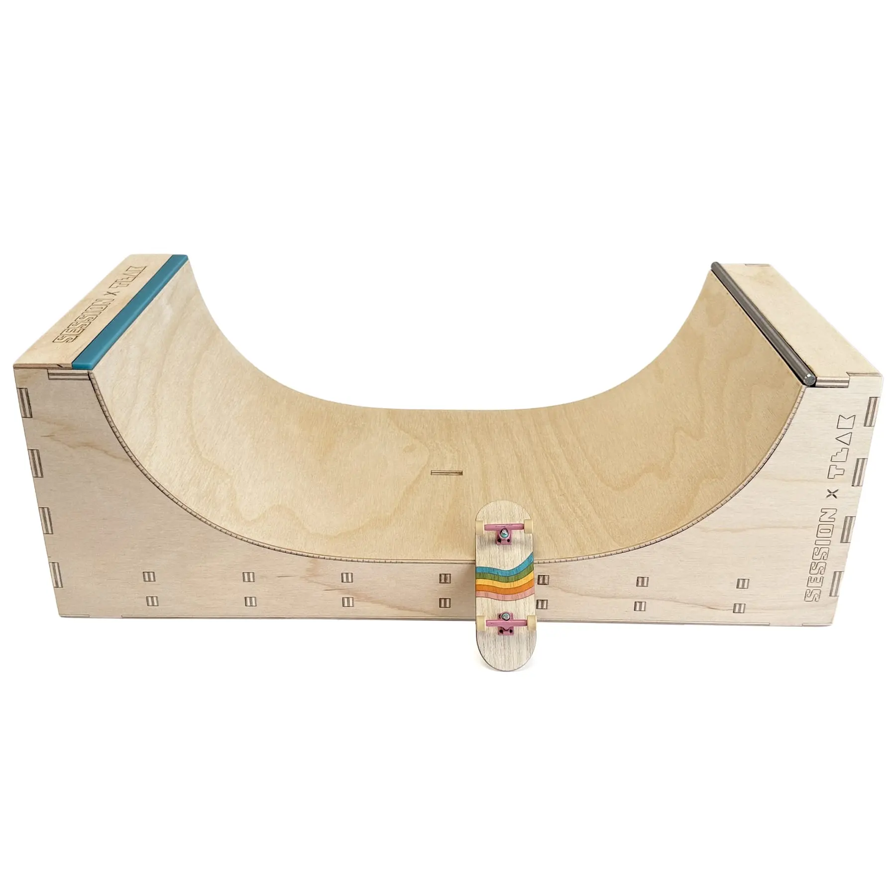 The Two-Face Halfpipe - Wooden Fingerboard Obstacle with Acrylic + Stainless Steel Coping