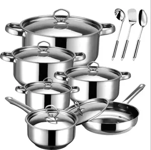 12-Piece Nonstick Stainless Steel Cookware Set for Kitchen - Frying Pan, Sauce Pan, Dishwasher Safe, Silver