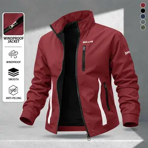 Sulaite Men's Casual Windbreaker Jacket Stand Collar Zipper Anti-Pilling Smooth Fabric Multiple Pockets Versatile Outdoor/Casual/Commuter Long Sleeve Biker Street Style Motorcycle Streetwear Sports
