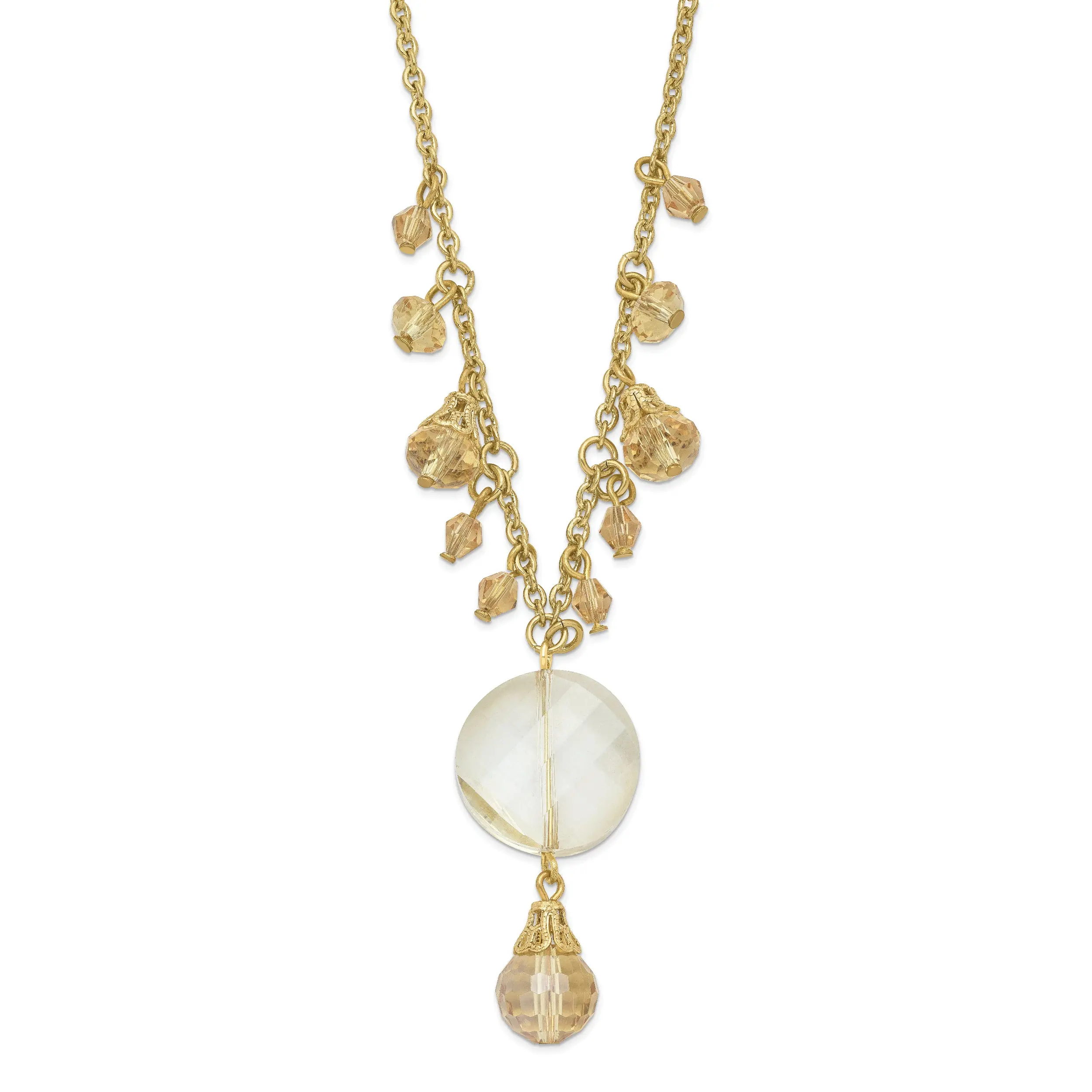 Sophia Jewelers Gold-Tone Beaded Necklace with Champagne Glass Charms