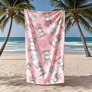 Unicorn Print Microfiber Beach Towel, Sun Protection, Bath Wrap, Sports Sweat Wipe, Picnic Mat, Nap Blanket, Quick Dry, Summer Essential