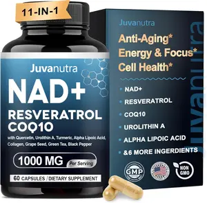 NAD Supplement 11-in-1 Extra Strength – Liposomal NAD with Resveratrol, CoQ10, Urolithin A, ALA & Turmeric – 60 Capsules