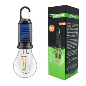 Portable Camping Bulb Light - Solar & Type-C Charging 3 Brightness Modes pumpkin night Sensor Outdoor Wall Light