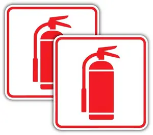 4" Fire Extinguisher Signs Sticker - Pack of 2 - for Home Business Safety Sticker Indoor and Outdoor