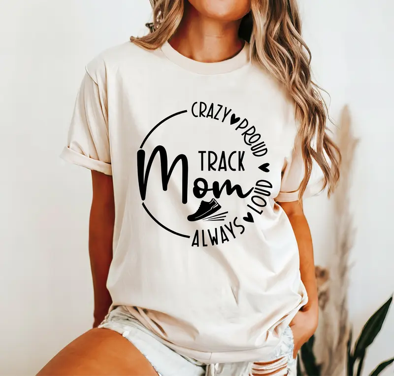 Track Mom Shirt Comfort Colors Shirt, Crazy Proud Always Loud Shirt, Fitness Mom Tee, Runner Mommy Gift T-shirt, Mother's Day Gift, Track Mother Tee, Mama Life Shirt, Sports Mama Tee.