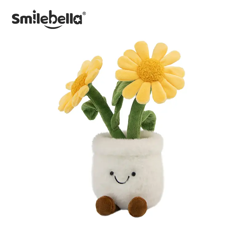 Smilebella 10.6" Smiling Sunflower Plush Toy - Realistic Potted Stuffed Animal, Soft Huggable Soft Stuffed Collectible, Cute Face Floral Decor, Valentine's Day & Birthday Gift