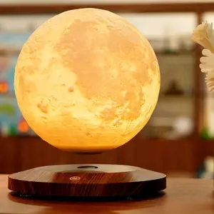 MAGECMOON Magnetic Levitating Moon Lamp  Floating Spinning Luna Night Light with 3 Color Modes Printing Floating and Magnetic Levitation Spinning in Air Freely for Home Office Desk Decor Led Lights Bedroom Cool Tech Gadgets Mother's Day Gift