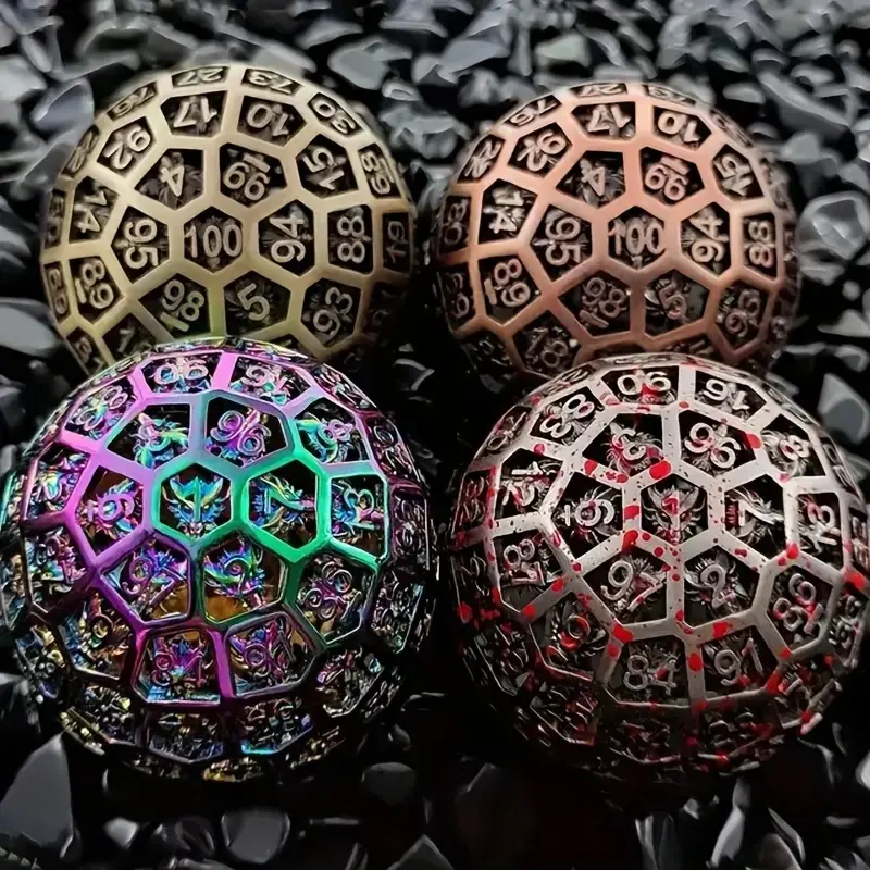 Hollow D100 for Tabletop Games, Role-Playing, Math Teaching, Gift, Large 50mm Dice, Dnd Metal Dice, Ideal for Gaming and Education