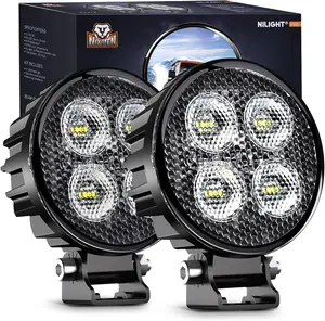 Nilight 2PCS 3Inch Led Pods Round 1500LM Built-in EMC Work Light 90° Flood Beam Angle for Offroad Lights Side Light Rear Back-Up Light for Tractor Truck Motorcycle Boat ATV UTV Headlight Waterproof