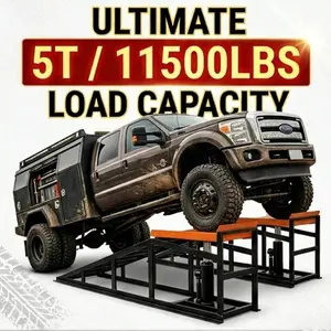 2PCS 11000 LBS (5t) Steel Frame Hydraulic Car Ramps, Heavy-Duty Adjustable Height 9.5-15in Portable Lift, Low-Profile for Trucks/SUVs Garage Repair, Auto Repair Tool fathersdaygift fathersdaygift