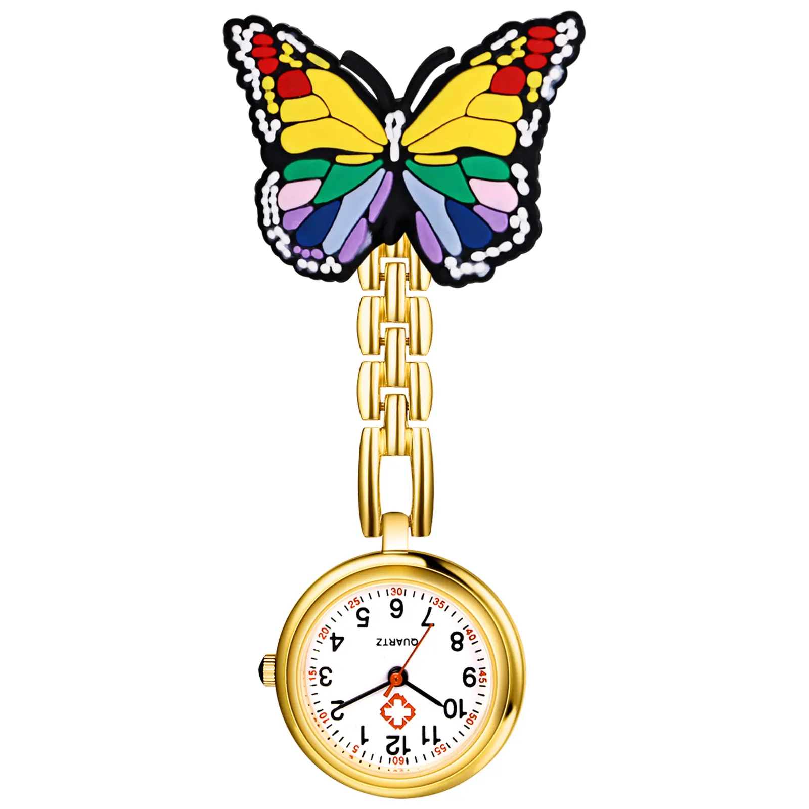 OIDEA Unisex Elegant Butterfly Alloy Fob Watch with Brooch-Style Clip for Nurses and Casual Wear, Low Maintenance Quartz Pocket Watch with 1 ATM Rating, 0.61 Oz, Cells, Fashion Women's Watches