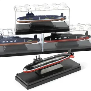Mini Ship Models Collection, Submarine Set with Interlocking Transparent Display Cases & Detachable Stands, Stackable Design, Display for Home & Office, Ideal Christmas or Birthday Gift for Men